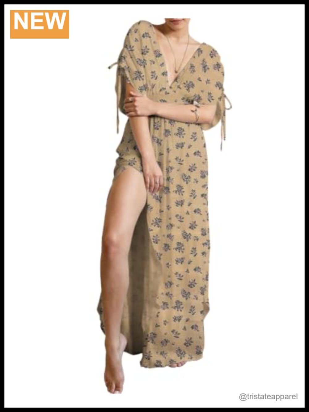 CORAMOON Women's 100% Cotton Floral Print Boho Maxi Dress V-Neck Smocked Waist